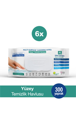 Deep Fresh İz Bırakmaz Yüzey Temizlik Havlusu 50 Yaprak 6 Adet | Beyaz Sabun Kokulu | Karbonat, Beyaz Sirke - Thumbnail