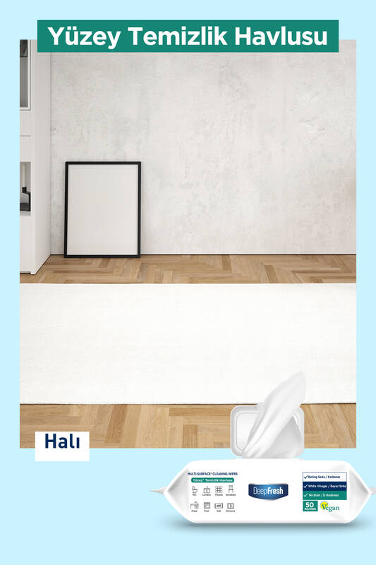Deep Fresh İz Bırakmaz Yüzey Temizlik Havlusu 50 Yaprak 6 Adet | Beyaz Sabun Kokulu | Karbonat, Beyaz Sirke