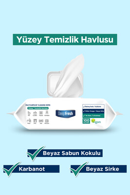 Deep Fresh İz Bırakmaz Yüzey Temizlik Havlusu Karbonat & Beyaz Sirke 100 Yaprak 6 Adet - Thumbnail