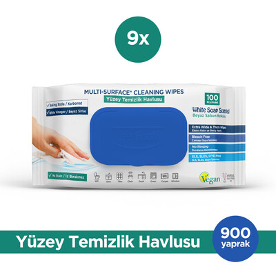Deep Fresh - Deep Fresh İz Bırakmaz Yüzey Temizlik Havlusu Karbonat & Beyaz Sirke 100 Yaprak 9 Adet