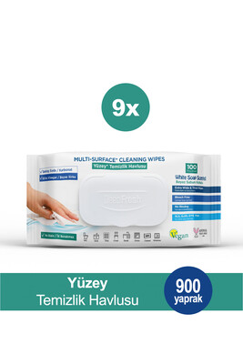 Deep Fresh İz Bırakmaz Yüzey Temizlik Havlusu Karbonat & Beyaz Sirke 100 Yaprak 9 Adet - Thumbnail