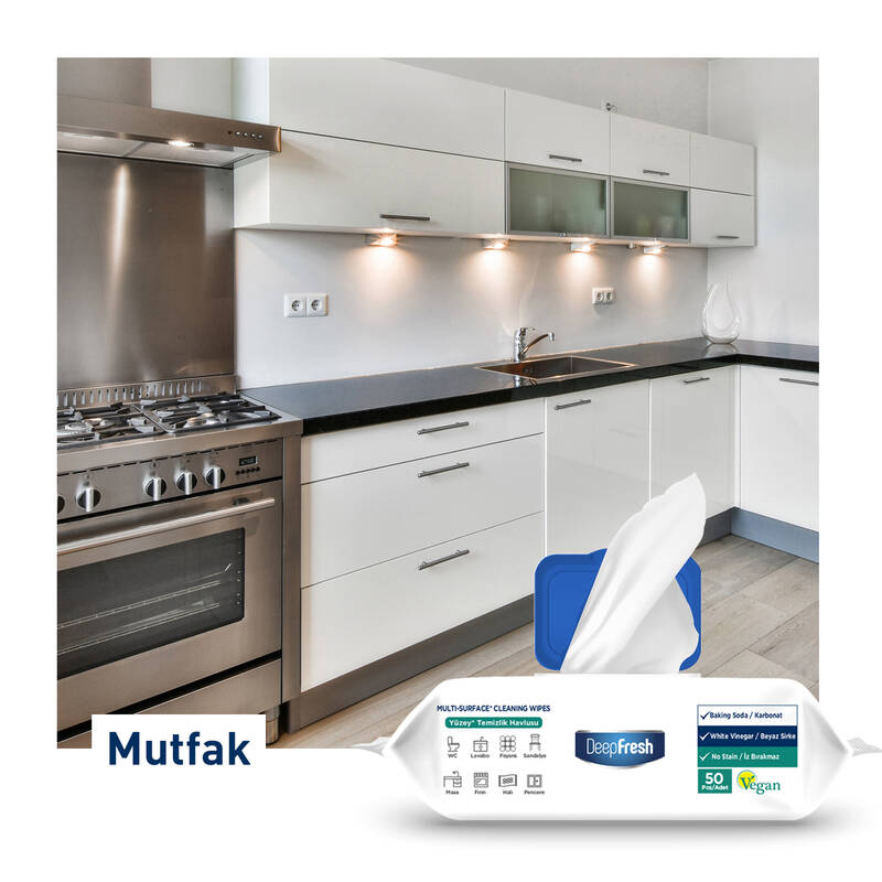 Deep Fresh İz Bırakmaz Yüzey Temizlik Havlusu Karbonat & Beyaz Sirke 50 Yaprak 3 Adet