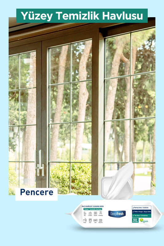 Deep Fresh İz Bırakmaz Yüzey Temizlik Havlusu Karbonat & Beyaz Sirke 50 Yaprak 3 Adet