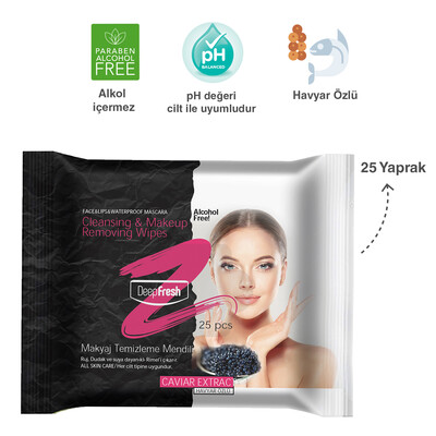 Deep Fresh Makyaj Temizleme Mendili Havyar Özü 25 Yaprak (2)