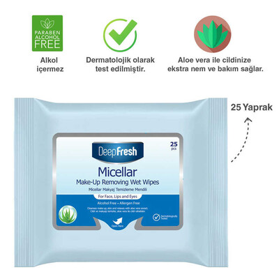 Deep Fresh Makyaj Temizleme Mendili Micellar 25 Yaprak (2)