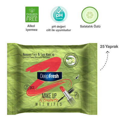 Deep Fresh Makyaj Temizleme Mendili Salatalık 25 Yaprak (2)