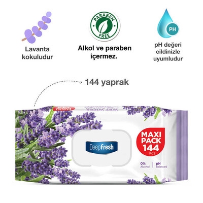 Deep Fresh Maxi Pack Islak Mendil Lavanta 144 Yaprak - Thumbnail