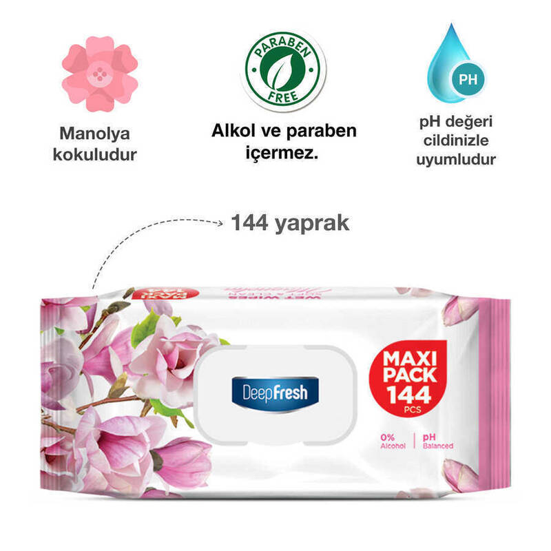 Deep Fresh Maxi Pack Islak Mendil Manolya 144 Yaprak