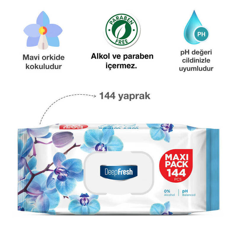 Deep Fresh Maxi Pack Islak Mendil Orkide 144 Yaprak