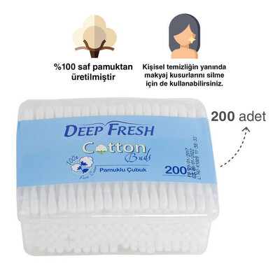 Deep Fresh Pamuklu Kulak Temizleme Çubuğu 200 Adet (2)