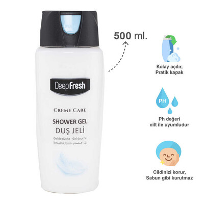 Deep Fresh - Deep Fresh Pratik Kapaklı Duş Jeli Cream Care 500 ml (1)