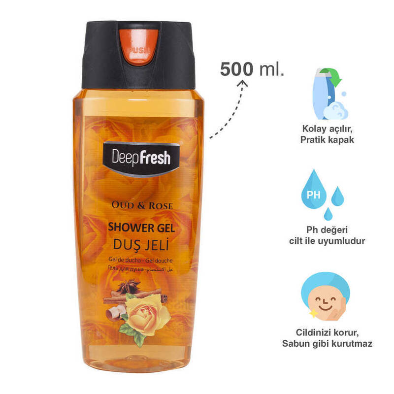 Deep Fresh Pratik Kapaklı Duş Jeli Oud & Rose 500 ml
