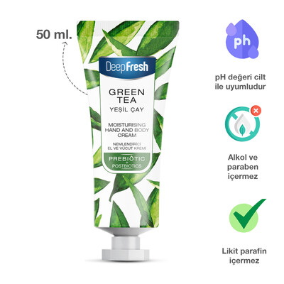 Deep Fresh Prebiyotik Nemlendirici El Ve Vücut Kremi Yeşil Çay 50 ml - Thumbnail