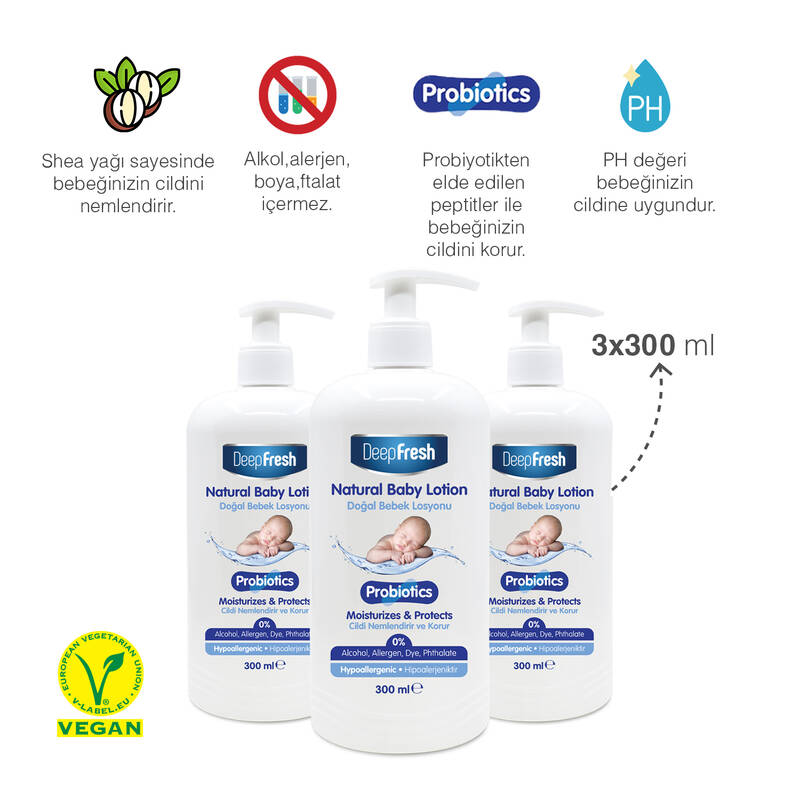 Deep Fresh Probiyotik Doğal Bebek Losyonu 3 x 300 ml