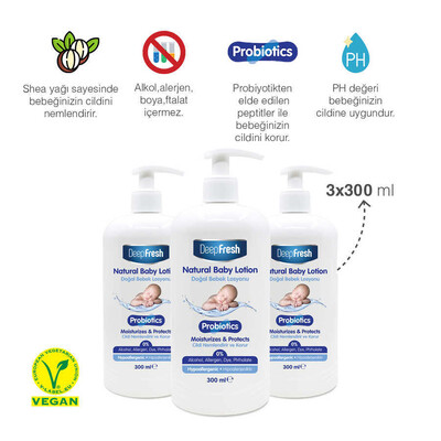 Deep Fresh Probiyotik Doğal Bebek Losyonu 3 x 300 ml - Thumbnail