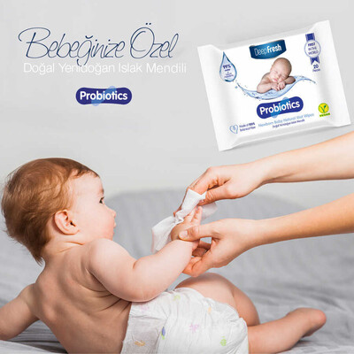 Deep Fresh Probiyotik Doğal Yenidoğan Cep Islak Mendili 20 Yaprak (3)