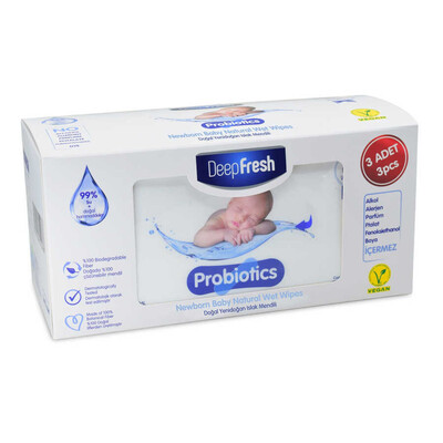Deep Fresh Probiyotik Doğal Yenidoğan Islak Mendil 3 x 40 Yaprak (1)
