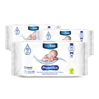 Deep Fresh Probiyotik Doğal Yenidoğan Islak Mendil 3 x 40 Yaprak (2)