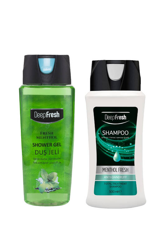 Deep Fresh Şampuan Mentol Kepekli Saçlar 500 ml & Pratik Kapaklı Duş Jeli Fresh Mentol 500 ml