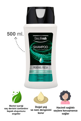 Deep Fresh Şampuan Mentol Kepekli Saçlar 500 ml & Pratik Kapaklı Duş Jeli Fresh Mentol 500 ml - Thumbnail