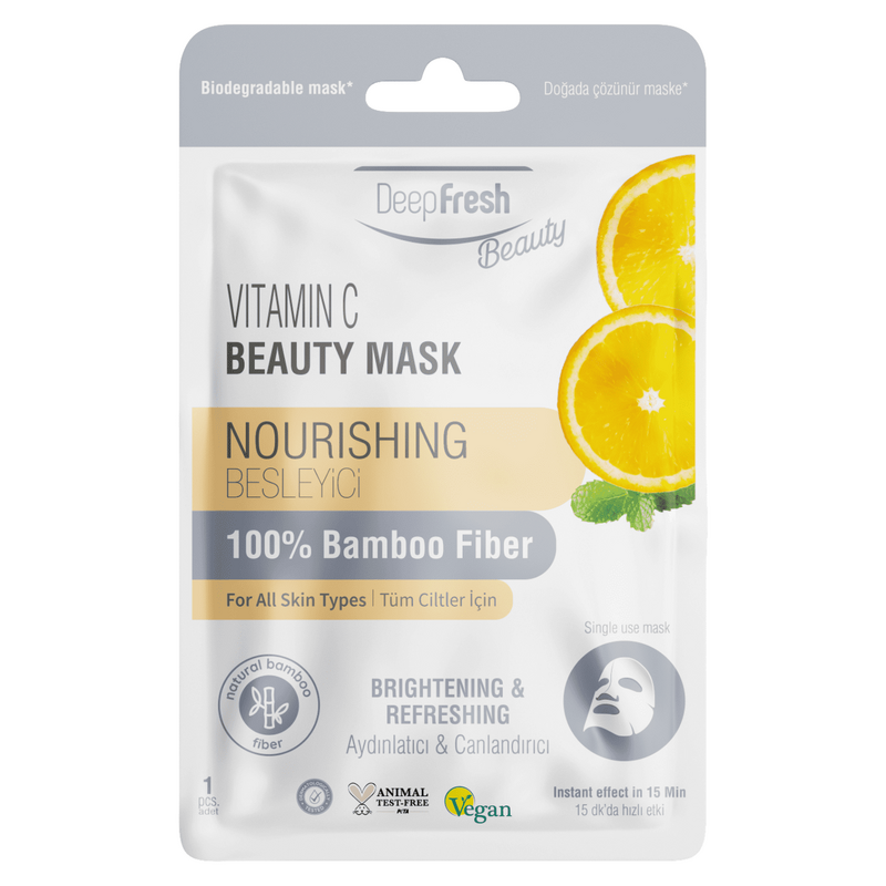 Deep Fresh Tek Kullanımlık C Vitamini Besleyici Aydınlatıcı ve Canlandırıcı Yüz Maskesi Tekli