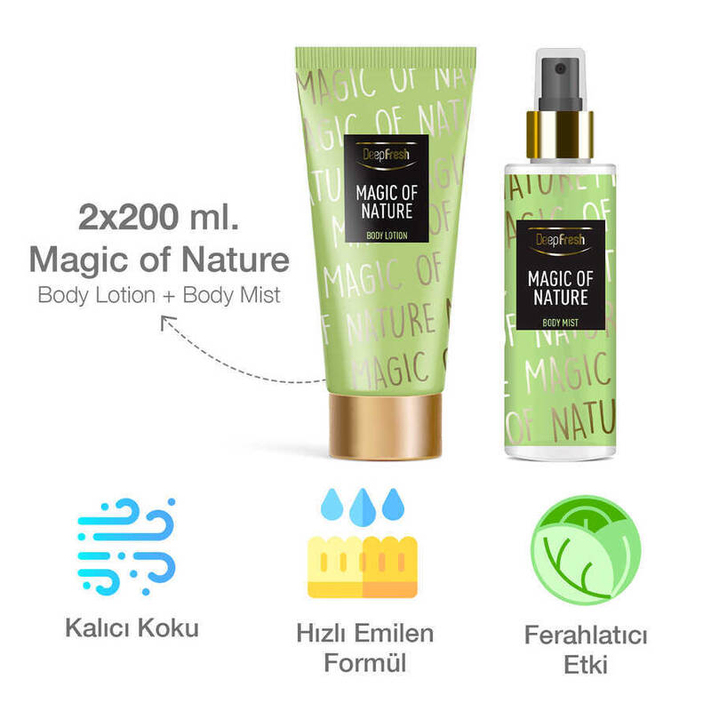 Deep Fresh Vücut Spreyi 200 ml ve Vücut Losyonu 200 ml Magic of Nature