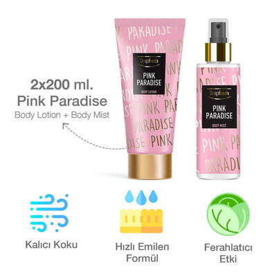 Deep Fresh Vücut Spreyi 200 ml ve Vücut Losyonu 200 ml Pink Paradise - Thumbnail