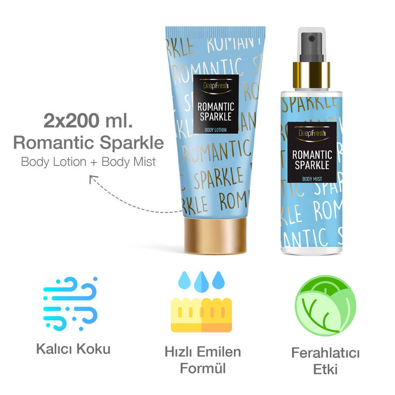 Deep Fresh Vücut Spreyi 200 ml ve Vücut Losyonu 200 ml Romantic Sparkle