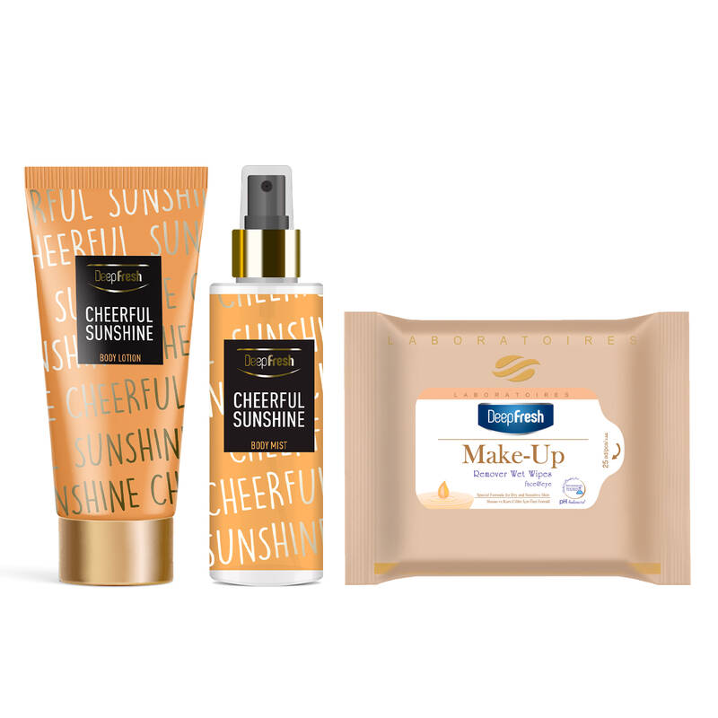 Deep Fresh Vücut Spreyi & Losyonu Cheerful Sunshine & Makyaj Temizleme Mendil 25 Adet