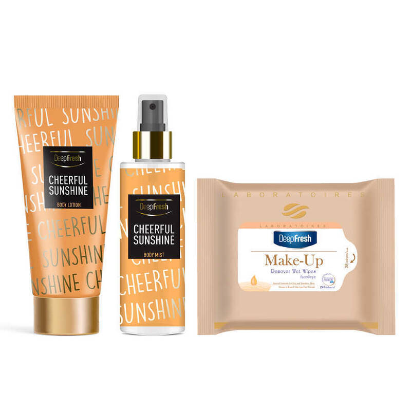 Deep Fresh Vücut Spreyi & Losyonu Cheerful Sunshine & Makyaj Temizleme Mendil 25 Adet