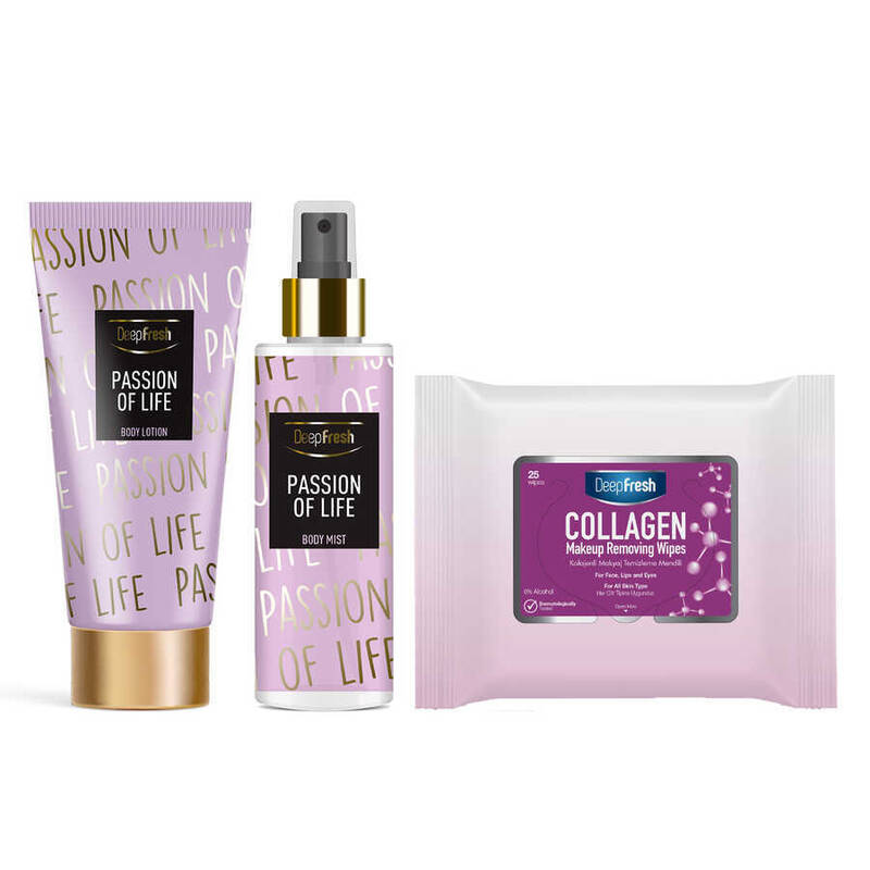 Deep Fresh Vücut Spreyi & Losyonu Passion of Life & Makyaj Temizleme Mendil 25 Adet