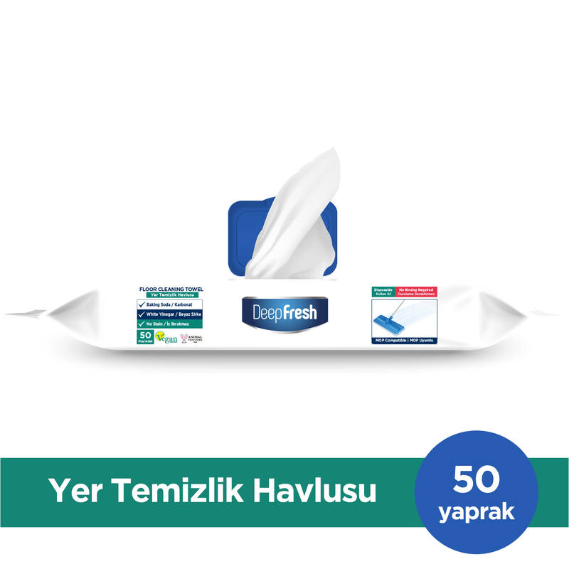 DeepFresh Mop Uyumlu İz Bırakmaz Yer Temizleme Havlusu 50 Yaprak