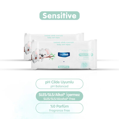 DeepFresh Sensitive Bebek Islak Mendil 50 Yaprak - Thumbnail