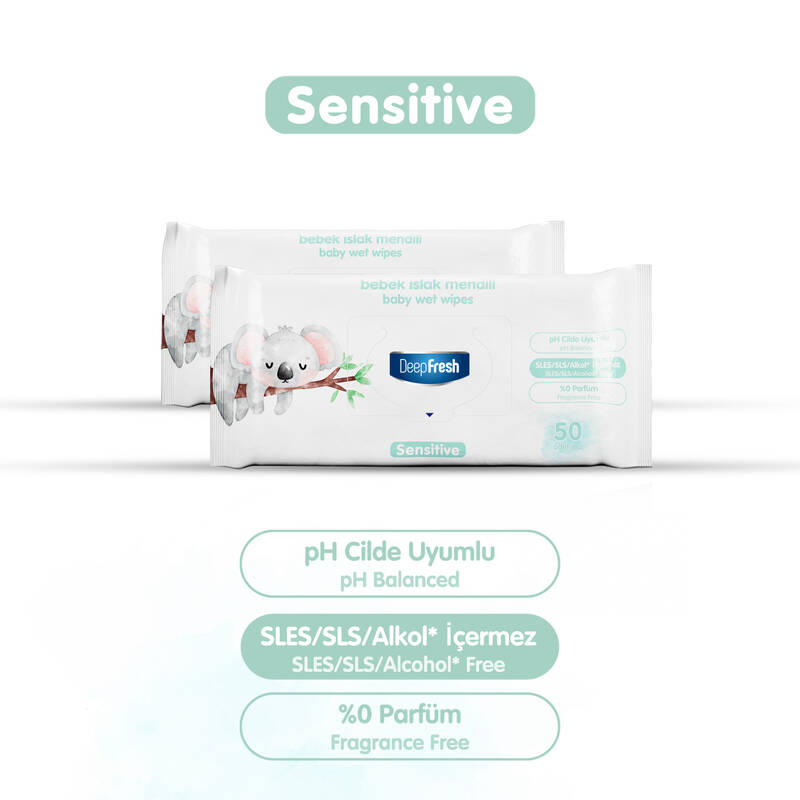 DeepFresh Sensitive Bebek Islak Mendil 50 Yaprak