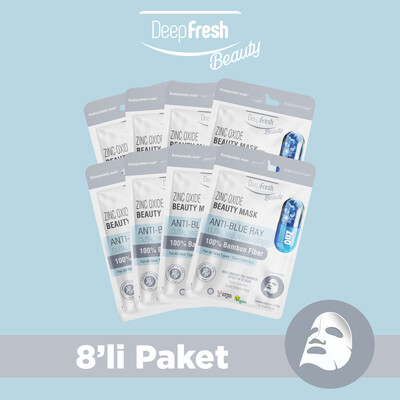 Deep Fresh - Dijital Yaşlanma Karşıtı Kağıt Maske 8 Adet | Zinc Oxide | Mavi Işık Karşıtı