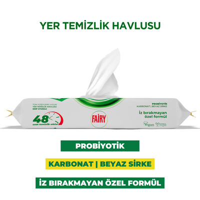 Fairy Çok Amaçlı Mop Uyumlu Yer Temizlik Havlusu 50 Yaprak | Limon Yağlı | Beyaz Sirke Karbonat - Thumbnail