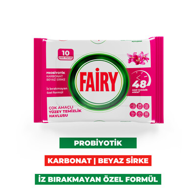 Fairy Çok Amaçlı Yüzey Temizlik Havlusu 10 Yaprak | Lilyum Çiçeği| Beyaz Sirke & Karbonat - Thumbnail