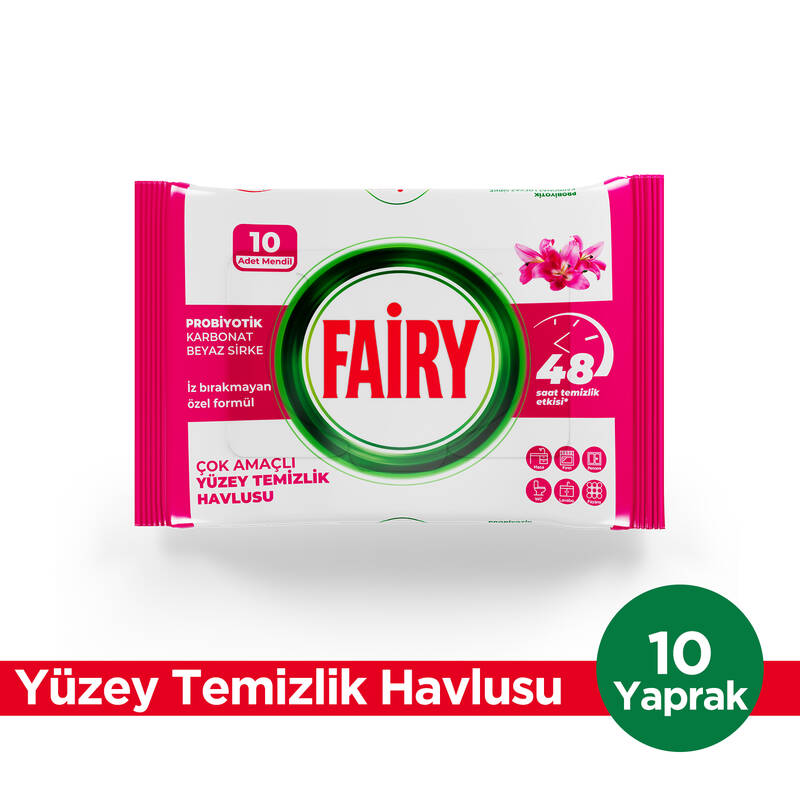 Fairy Çok Amaçlı Yüzey Temizlik Havlusu 10 Yaprak | Lilyum Çiçeği| Beyaz Sirke & Karbonat