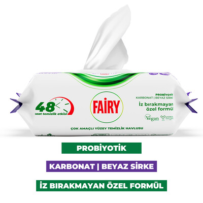 Fairy Çok Amaçlı Yüzey Temizlik Havlusu 100 Yaprak 12 Adet | Lavanta Yağlı | Beyaz Sirke Karbonat - Thumbnail