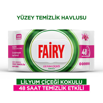 Fairy - Fairy Çok Amaçlı Yüzey Temizlik Havlusu 100 Yaprak | Lilyum Çiçeği| Beyaz Sirke & Karbonat