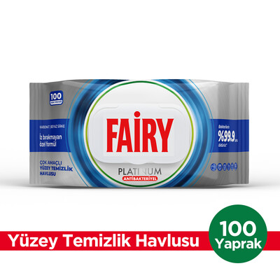 Fairy - Fairy Platinum Antibakteriyel Yüzey Temizlik Havlusu 100 Yaprak | Beyaz Sirke & Karbonat