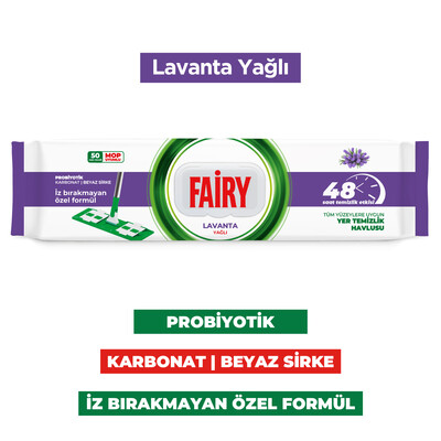 Fairy Power Wipes Mop Uyumlu Yer Temizlik Havlusu 50 Yaprak | Lavanta Yağlı | 6 Adet - Thumbnail