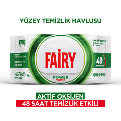 Fairy Power Yüzey Temizleme Mendili 100 Yaprak 12 Adet | Beyaz Sabun | Beyaz Sirke & Karbonat - Thumbnail