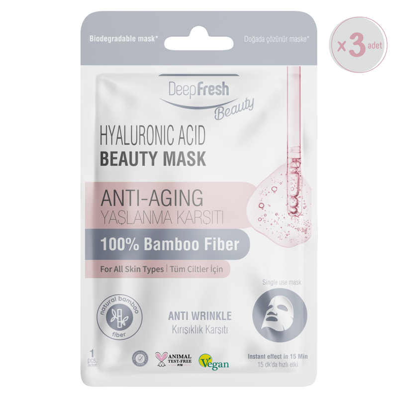 Kırışıklık Karşıtı Kağıt Maske 3 Adet | Hyaluronic Acid | Yaşlanma Karşıtı