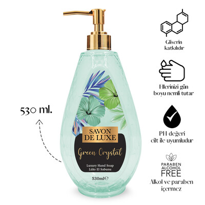 Savon De Luxe - Savon De Luxe Crystal Line Luxury Green Crystal Sıvı Sabun 530 ml (1)