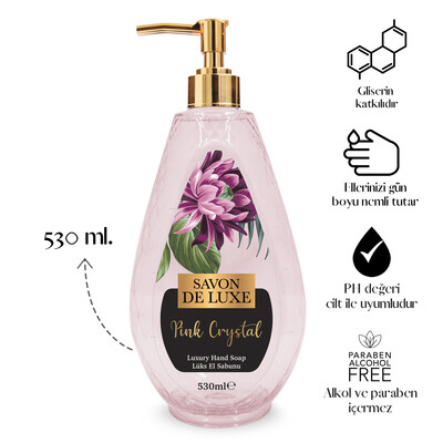 Savon De Luxe - Savon De Luxe Crystal Line Luxury Pink Crystal Sıvı Sabun 530 ml (1)