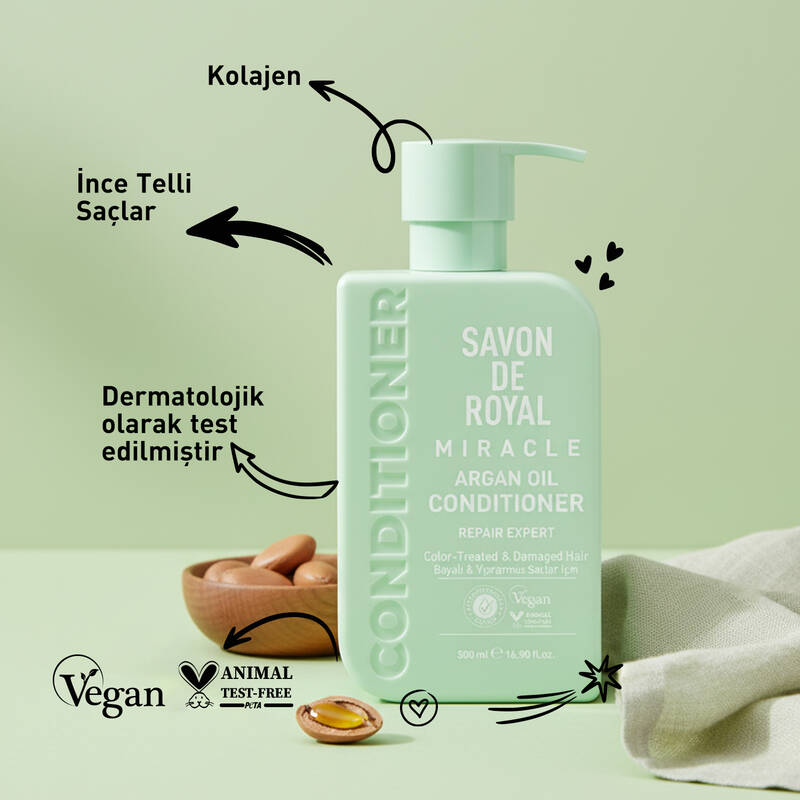 Savon De Royal - Argan Yağı İçeren - Boyalı & Yıpranmış Saçlar İçin Onarım Uzmanı Saç Kremi 500 ml