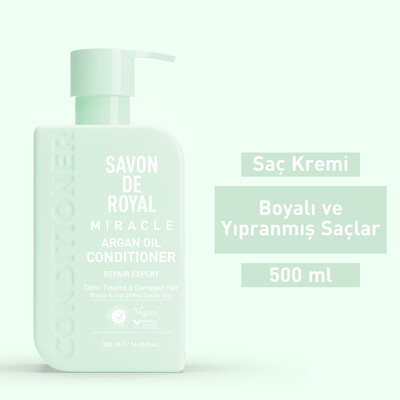 Savon De Royal - Argan Yağı İçeren - Boyalı & Yıpranmış Saçlar İçin Onarım Uzmanı Saç Kremi 500 ml - Thumbnail