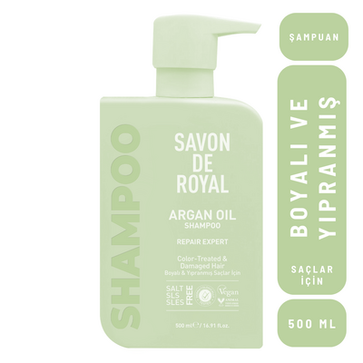 Savon De Royal - Argan Yağı İçeren - Boyalı & Yıpranmış Saçlar İçin Onarım Uzmanı Şampuan 500 ml - Thumbnail