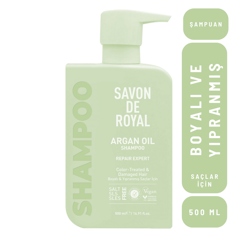 Savon De Royal - Argan Yağı İçeren - Boyalı & Yıpranmış Saçlar İçin Onarım Uzmanı Şampuan 500 ml